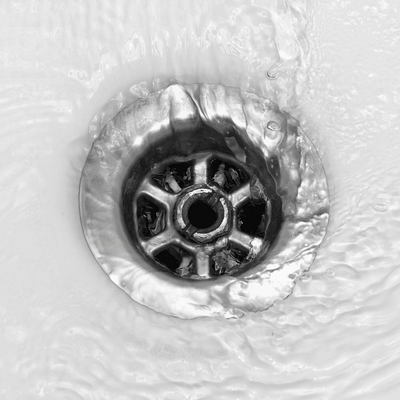bathroom drain with water